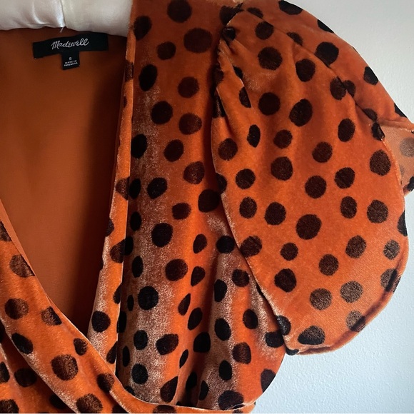 Madewell Leopard Dot Velvet Wrap Dress Small - Picture 8 of 8